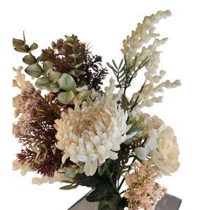 Artificial Floral Arrangement Beige Hydrangea & Cream Mum Bouquet Hand Tied